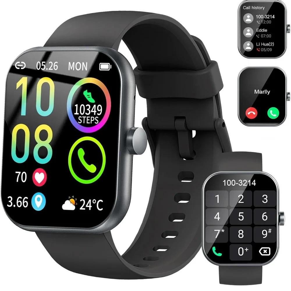 Black Smartwatch with Fitness Tracking and Heart Rate Monitor